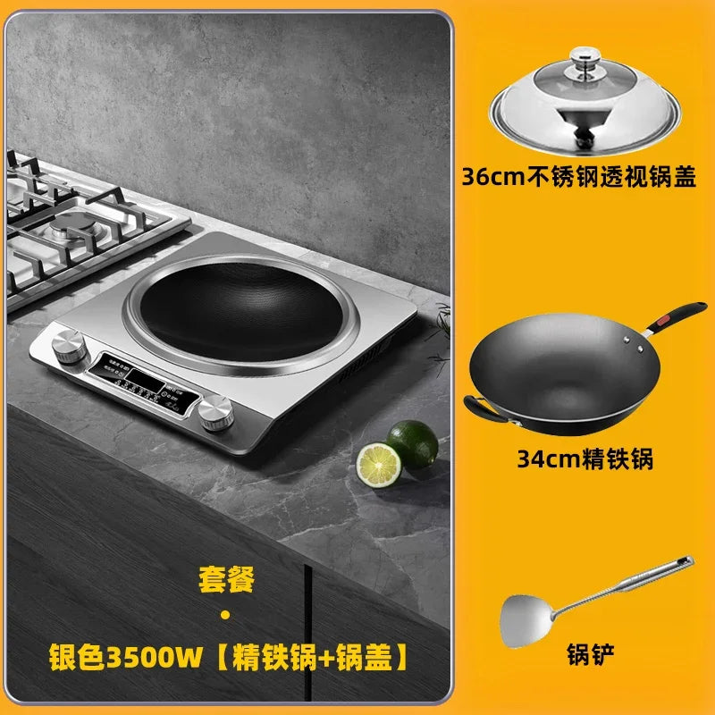 Concave Induction Cooker Household Smart New High Power 3500w Stir Fry 220V  Cooker Household Induction cooking waterproof