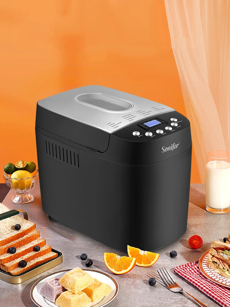 1.5kg Automatic Bread Machine 850w Programmable Bread Maker 15-hour Pre-set Timer Control Panel With Lcd Display Sonifer