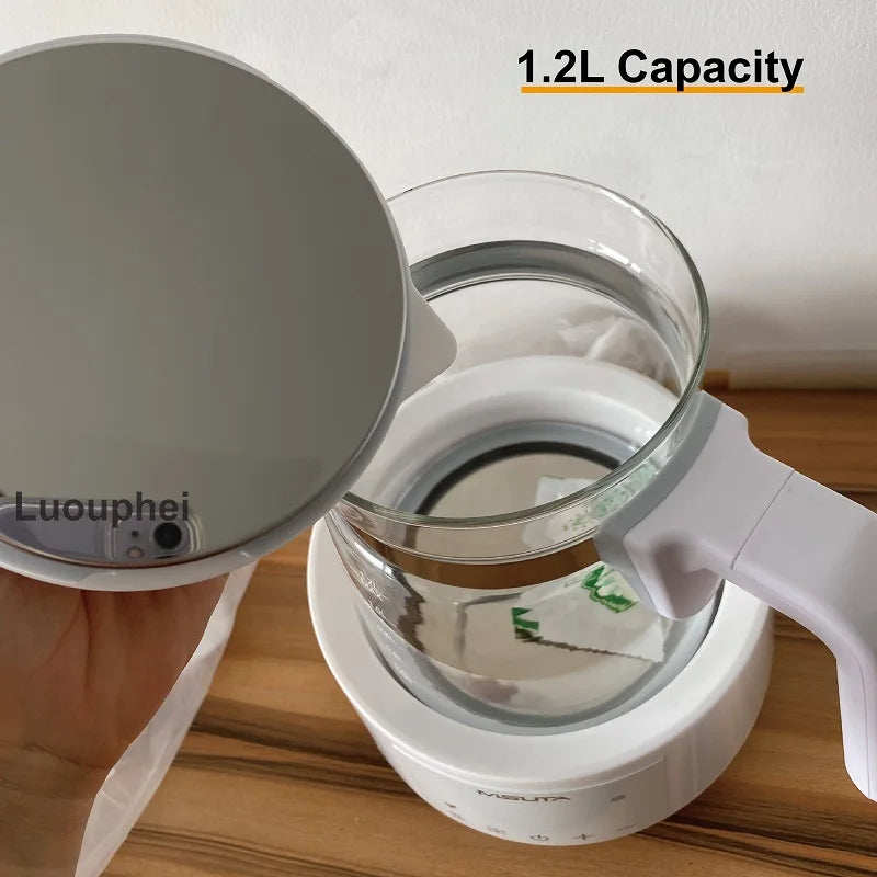 1.2L Temperature Control Electric Kettle Infant Thermostatic Milk Regulator Smart Boiling Kettle Glass Health Pot Multifunctiona