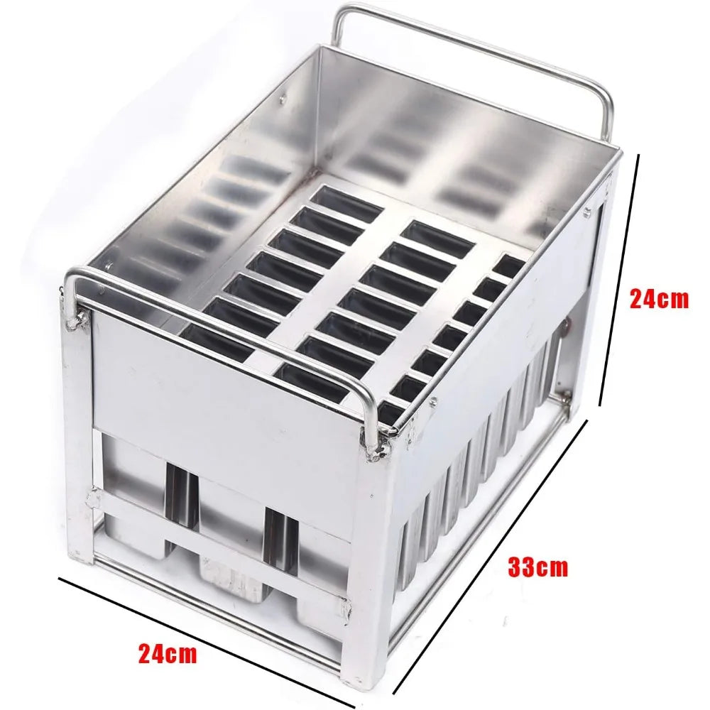 Stainless Steel Ice Lolly Popsicle Molds Kit Ice Pop Lolly Popsicle Ice Cream Stick Holder + Cleaning Brush
