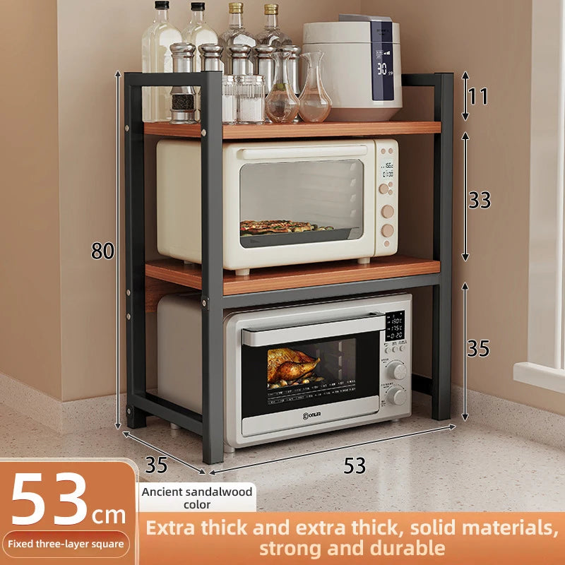 2/3Layer Microwave Rack  Pot Racks Household Multi-Layer Countertop Storage Oven Shelves Kitchen Seasoning Organizer Accessories