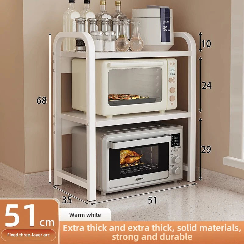 2/3Layer Microwave Rack  Pot Racks Household Multi-Layer Countertop Storage Oven Shelves Kitchen Seasoning Organizer Accessories