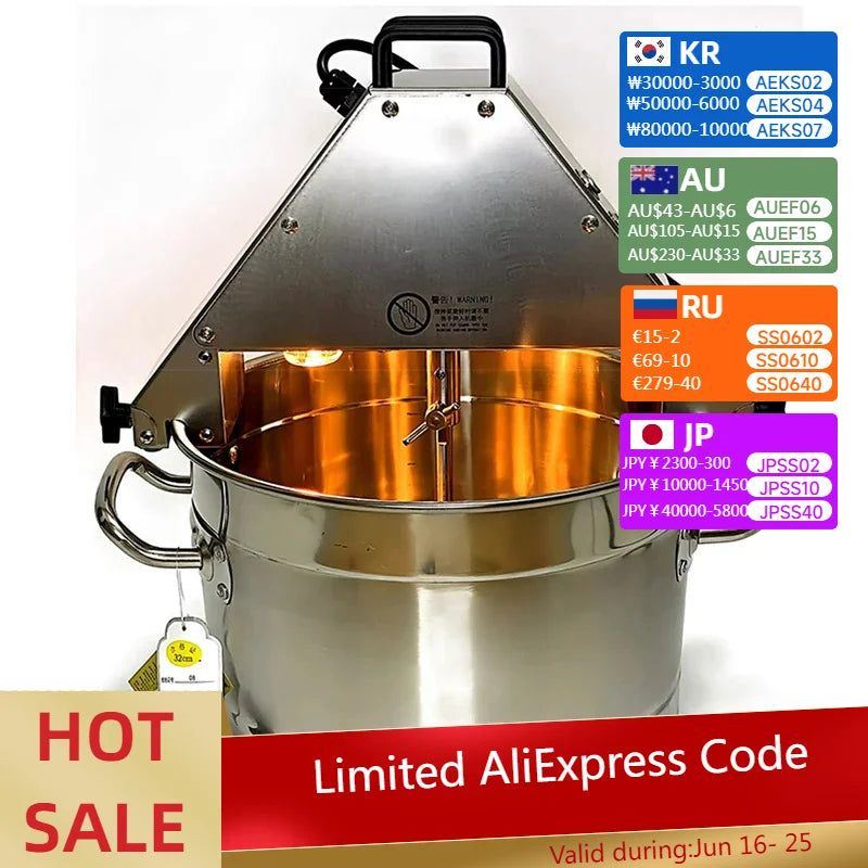 Food Stirrer Pot 10L Stir-fry Machine Food Jam Sauce Mixing Wok 220V Automatic Stir Fry Machine Cooking Mixe Jam Making Maker