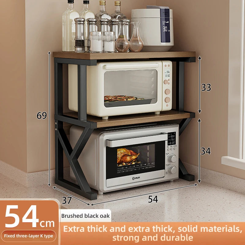 2/3Layer Microwave Rack  Pot Racks Household Multi-Layer Countertop Storage Oven Shelves Kitchen Seasoning Organizer Accessories