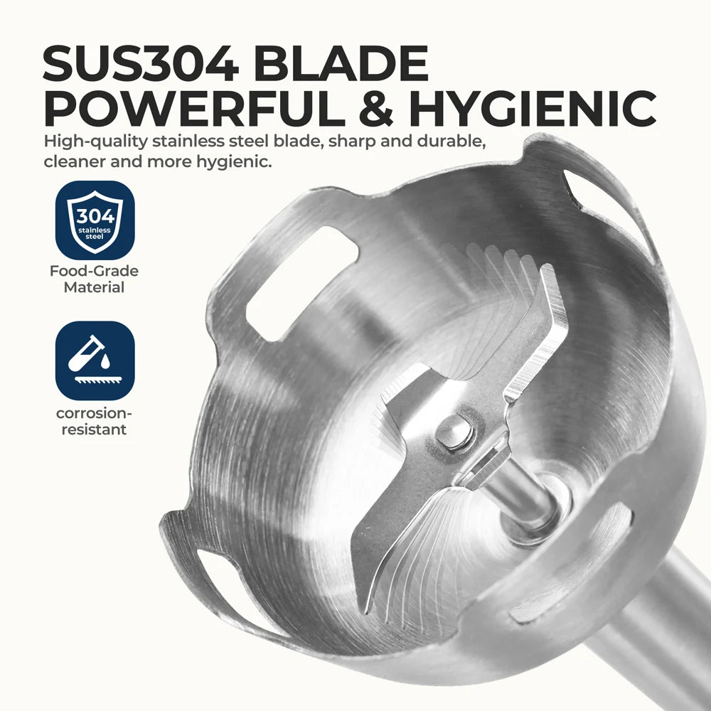 6-in-1 Multi-Purpose Immersion Hand Blender 1500W MAX, Electric Hand Held Stick Blender Stainless Steel Blades,Home & Kitchen