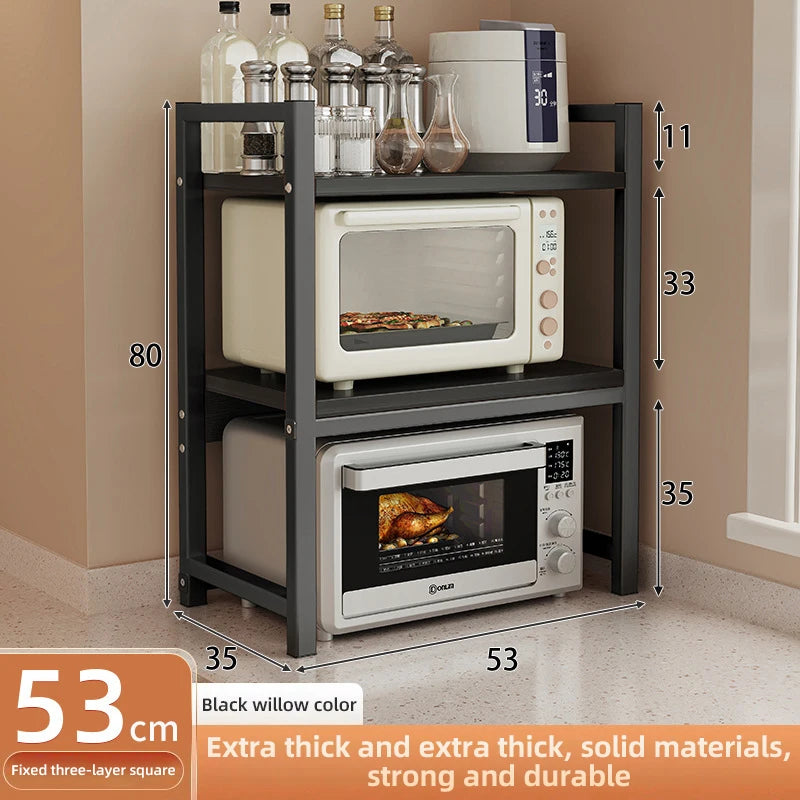 2/3Layer Microwave Rack  Pot Racks Household Multi-Layer Countertop Storage Oven Shelves Kitchen Seasoning Organizer Accessories