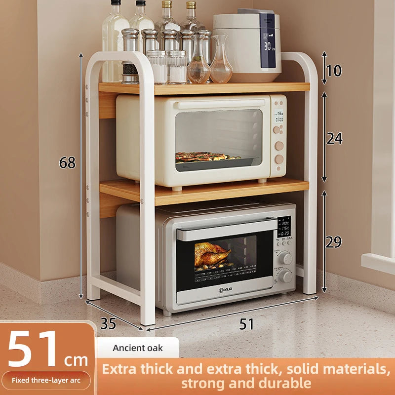 2/3Layer Microwave Rack  Pot Racks Household Multi-Layer Countertop Storage Oven Shelves Kitchen Seasoning Organizer Accessories