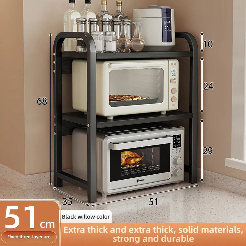 2/3Layer Microwave Rack  Pot Racks Household Multi-Layer Countertop Storage Oven Shelves Kitchen Seasoning Organizer Accessories