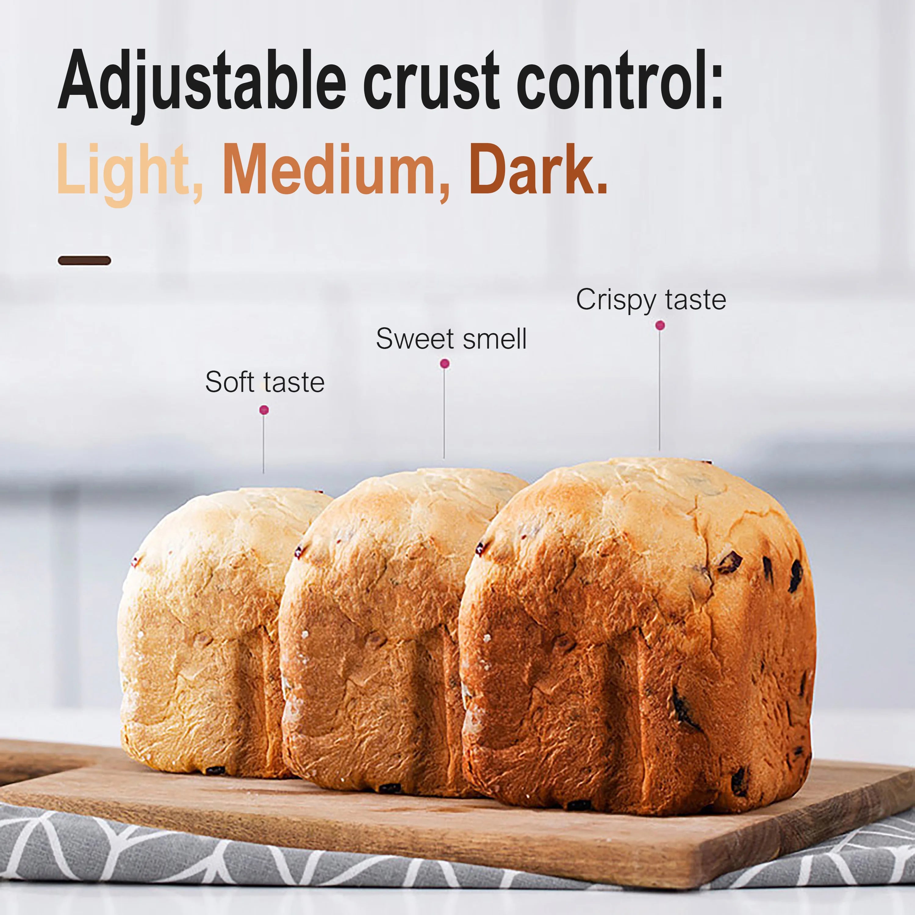 1.5kg Automatic Bread Machine 850w Programmable Bread Maker 15-hour Pre-set Timer Control Panel With Lcd Display Sonifer