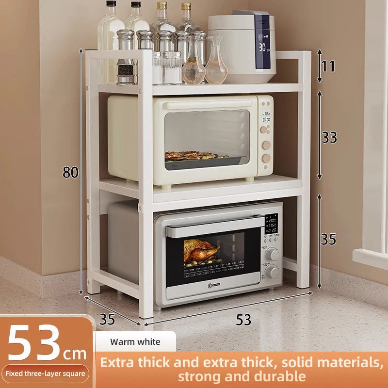 2/3Layer Microwave Rack  Pot Racks Household Multi-Layer Countertop Storage Oven Shelves Kitchen Seasoning Organizer Accessories