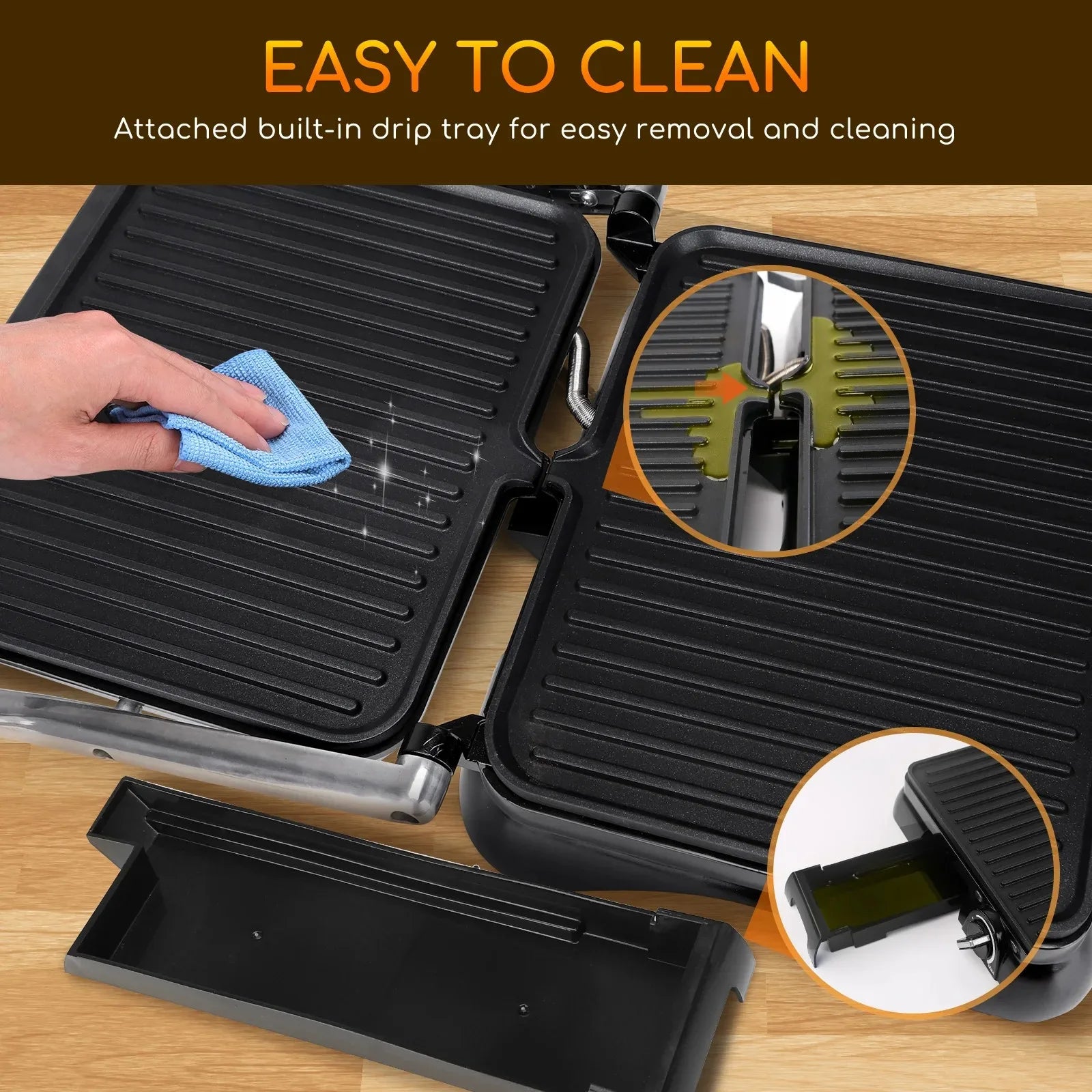 Sandwicheras and Panini Electric Grill Grill (temperature regulator, oil pick tray, 180 ° opening, non-stick plates, 2000W)