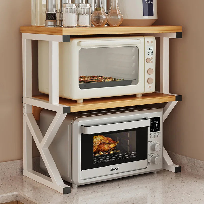 2/3Layer Microwave Rack  Pot Racks Household Multi-Layer Countertop Storage Oven Shelves Kitchen Seasoning Organizer Accessories