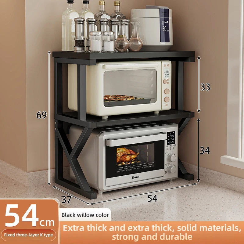 2/3Layer Microwave Rack  Pot Racks Household Multi-Layer Countertop Storage Oven Shelves Kitchen Seasoning Organizer Accessories