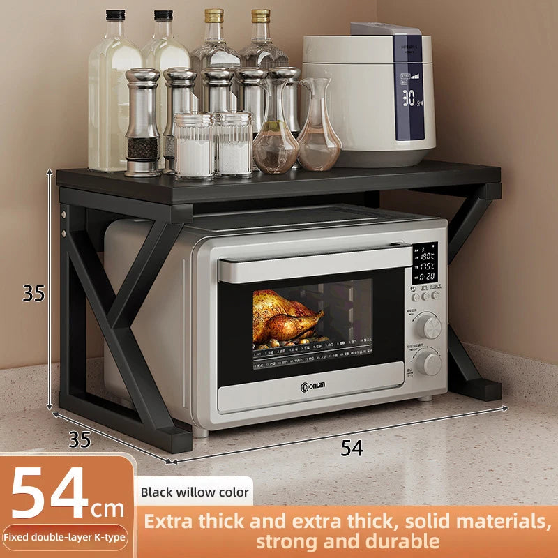 2/3Layer Microwave Rack  Pot Racks Household Multi-Layer Countertop Storage Oven Shelves Kitchen Seasoning Organizer Accessories