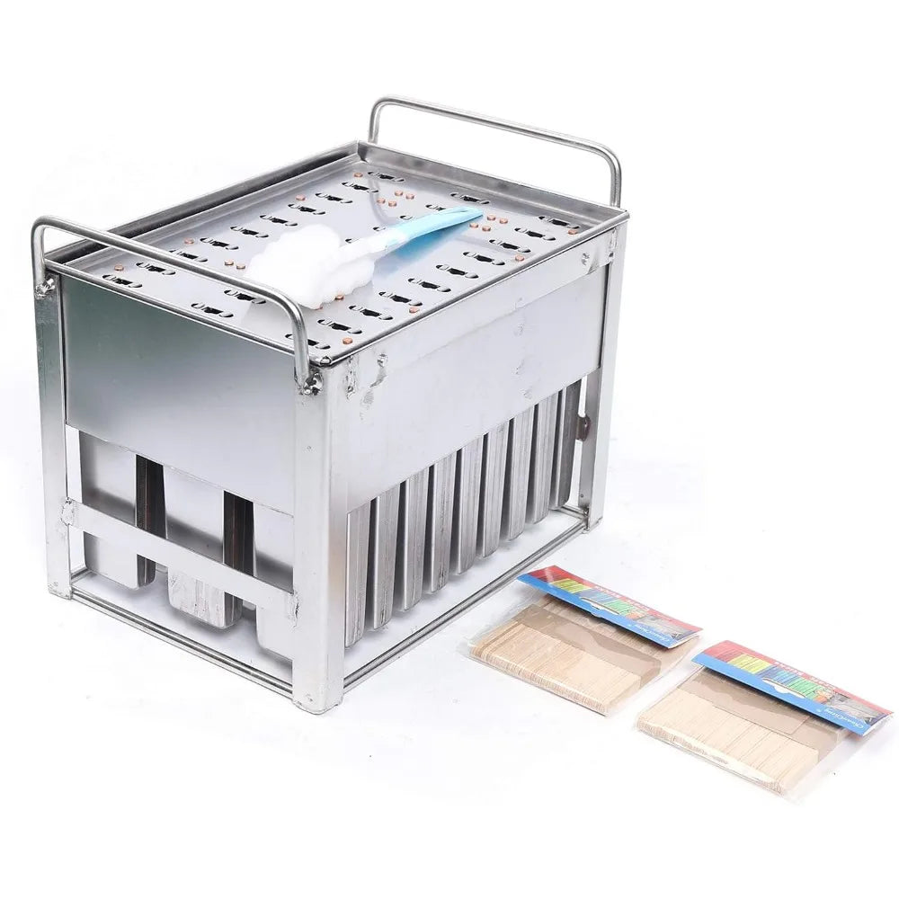 Stainless Steel Ice Lolly Popsicle Molds Kit Ice Pop Lolly Popsicle Ice Cream Stick Holder + Cleaning Brush