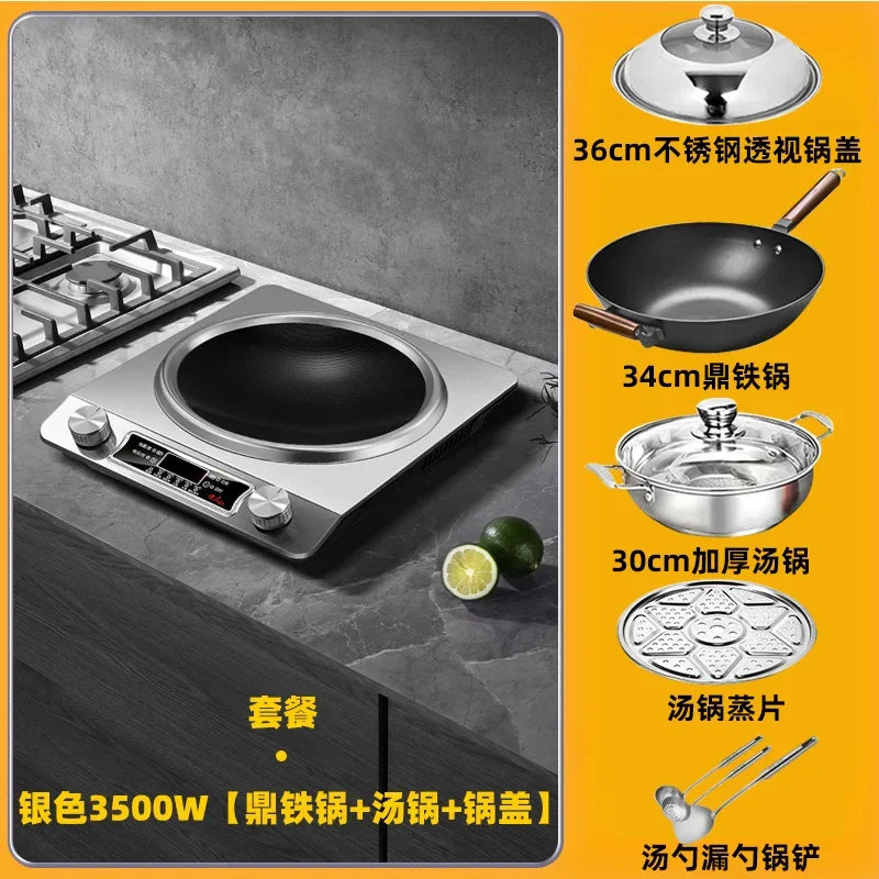 Concave Induction Cooker Household Smart New High Power 3500w Stir Fry 220V  Cooker Household Induction cooking waterproof