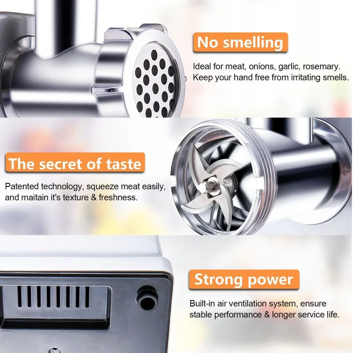 Stainless Electric Meat Grinder 1000W Multifunctional Home Sausage Stuffer Meat Mincer Food Processor Electric Vegetable Cutter