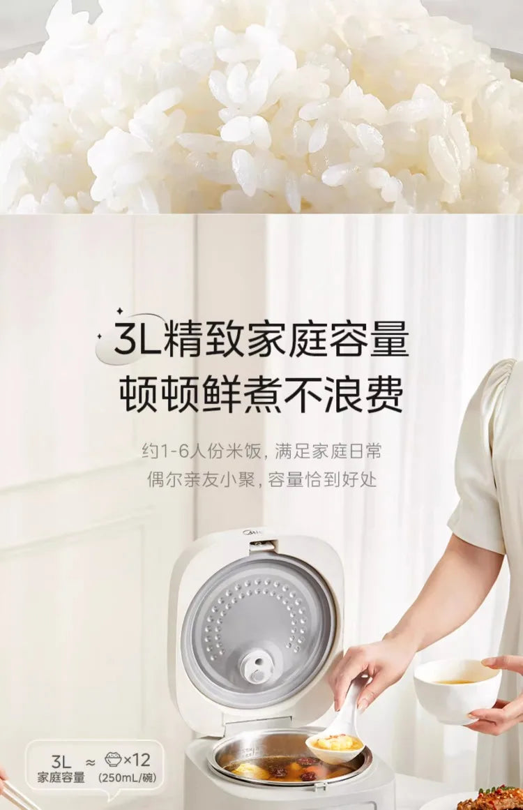 Rice cooker uncoated 3L household 0 coating 316 liner stainless steel small capacity rice cooker