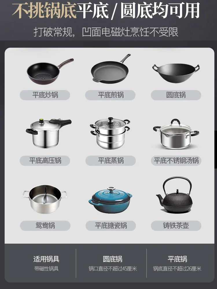 Concave Induction Cooker Household Smart New High Power 3500w Stir Fry 220V  Cooker Household Induction cooking waterproof