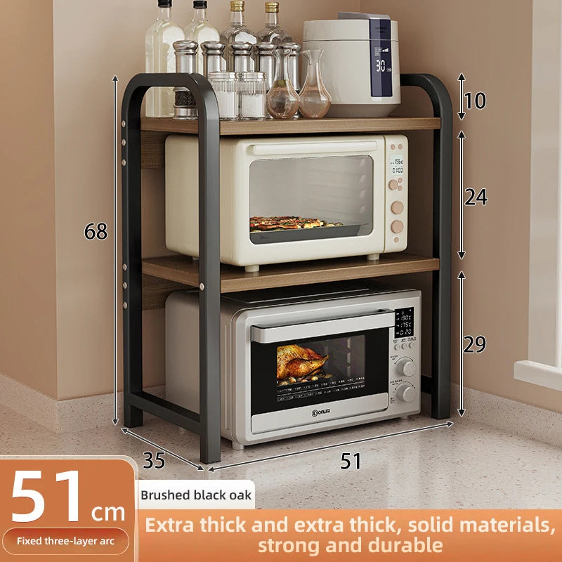 2/3Layer Microwave Rack  Pot Racks Household Multi-Layer Countertop Storage Oven Shelves Kitchen Seasoning Organizer Accessories