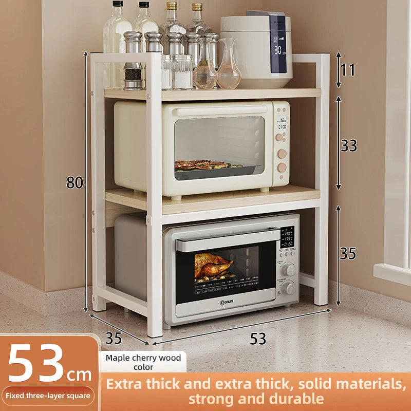 2/3Layer Microwave Rack  Pot Racks Household Multi-Layer Countertop Storage Oven Shelves Kitchen Seasoning Organizer Accessories