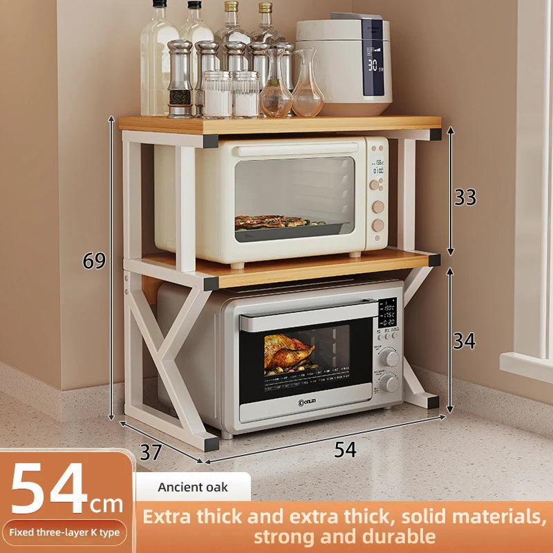 2/3Layer Microwave Rack  Pot Racks Household Multi-Layer Countertop Storage Oven Shelves Kitchen Seasoning Organizer Accessories