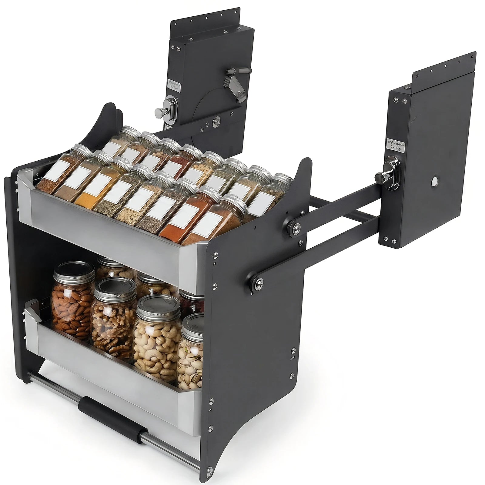 2 Tier Heavy Duty Pull Down Shelf 22.2-22.4 Inch Width 11 Inch Depth 22 Inch Height Storage Organizer for Kitchen Upper Cabinet