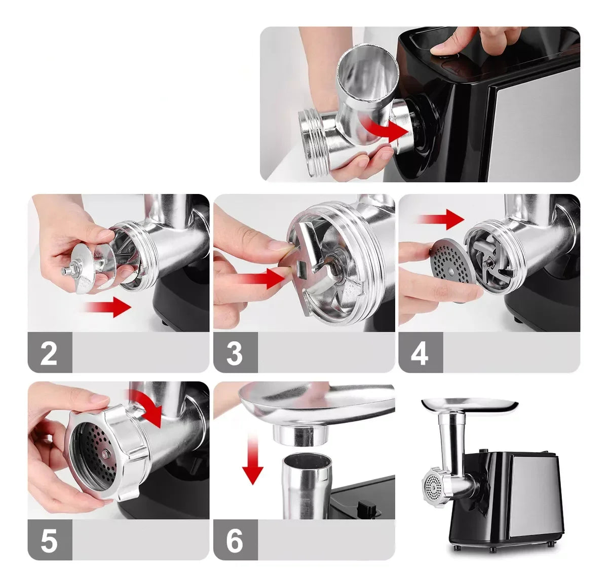 Stainless Electric Meat Grinder 1000W Multifunctional Home Sausage Stuffer Meat Mincer Food Processor Electric Vegetable Cutter